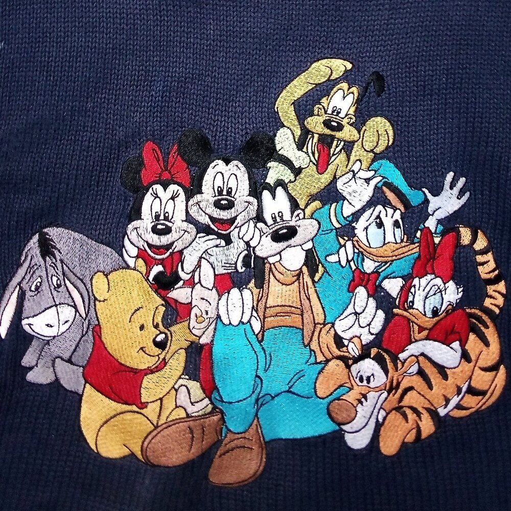 Vintage Disney Characters Embroidered Crewneck Sweater